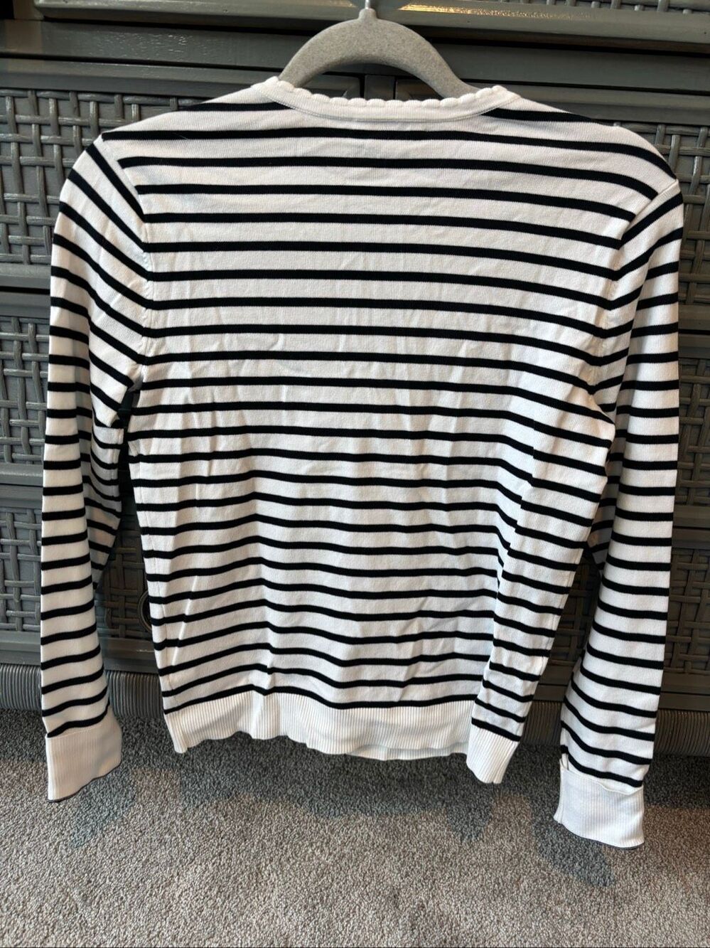 NWT Brooks Brothers Floral-Beaded Striped Cardigan Embroidered Sweater XS $150 A - Picture 8 of 11